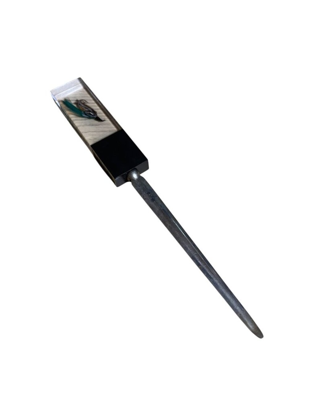 Vintage Acrylic Handle Letter Opener Fishing Fly Lucite Desk Decor Vintage 1990s
